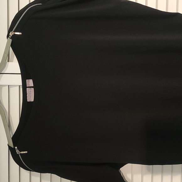 CHICO'S top blouse zipper shoulder design black short sleeve EUC - Picture 3 of 4